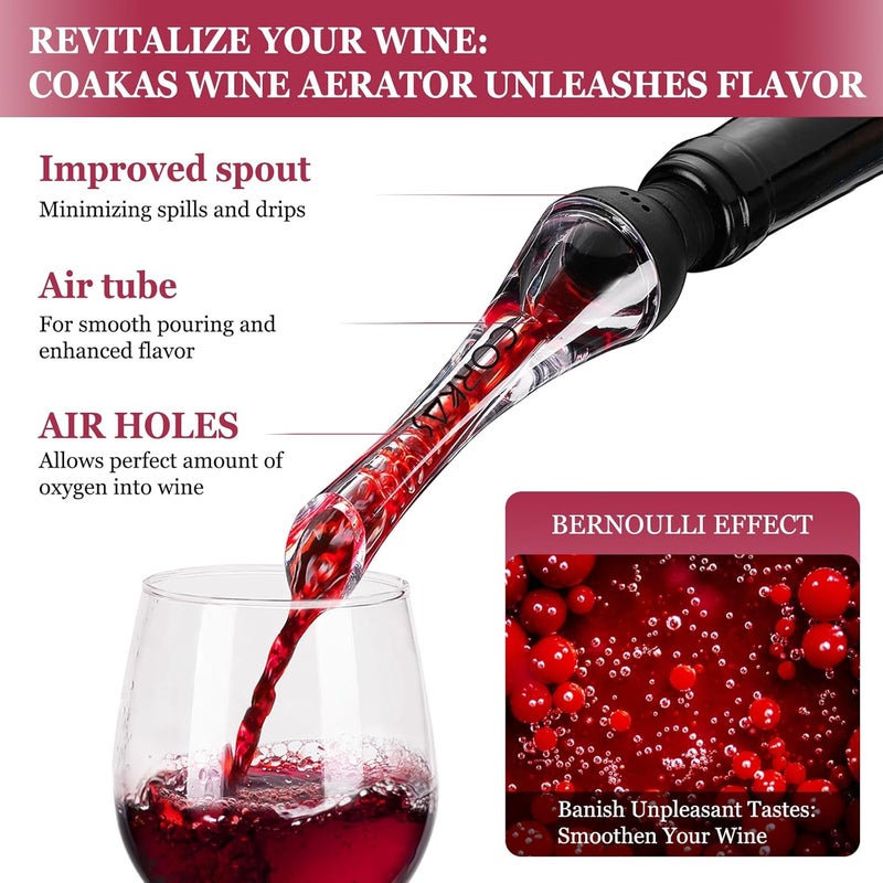 CORKAS Wine Aerator Professional Quality Wine Aerator Pourer, 2-in-1 Wine Pourer Aerator and Decanter Spout for Aerating Wine Instantly, Wine Accessories Gift for Wine Lovers, No-Drip or Spill - Image 2